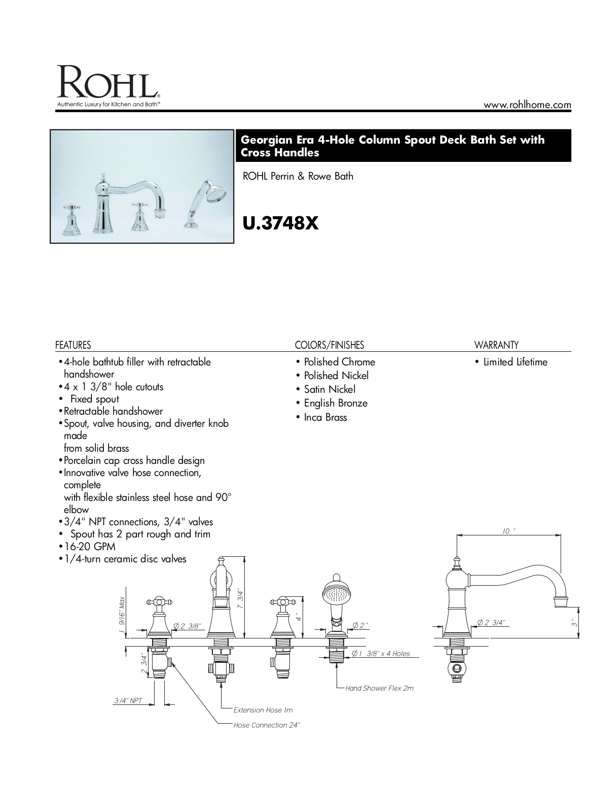 Rohl U3748XAPC User Manual