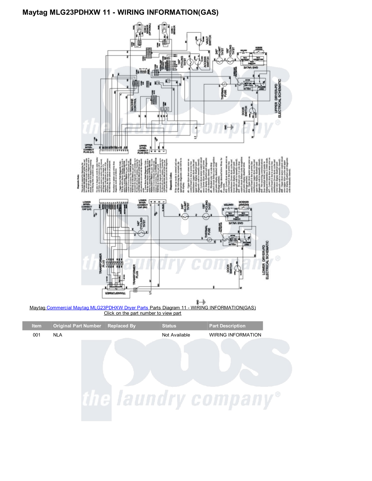 Maytag MLG23PDHXW Parts Diagram