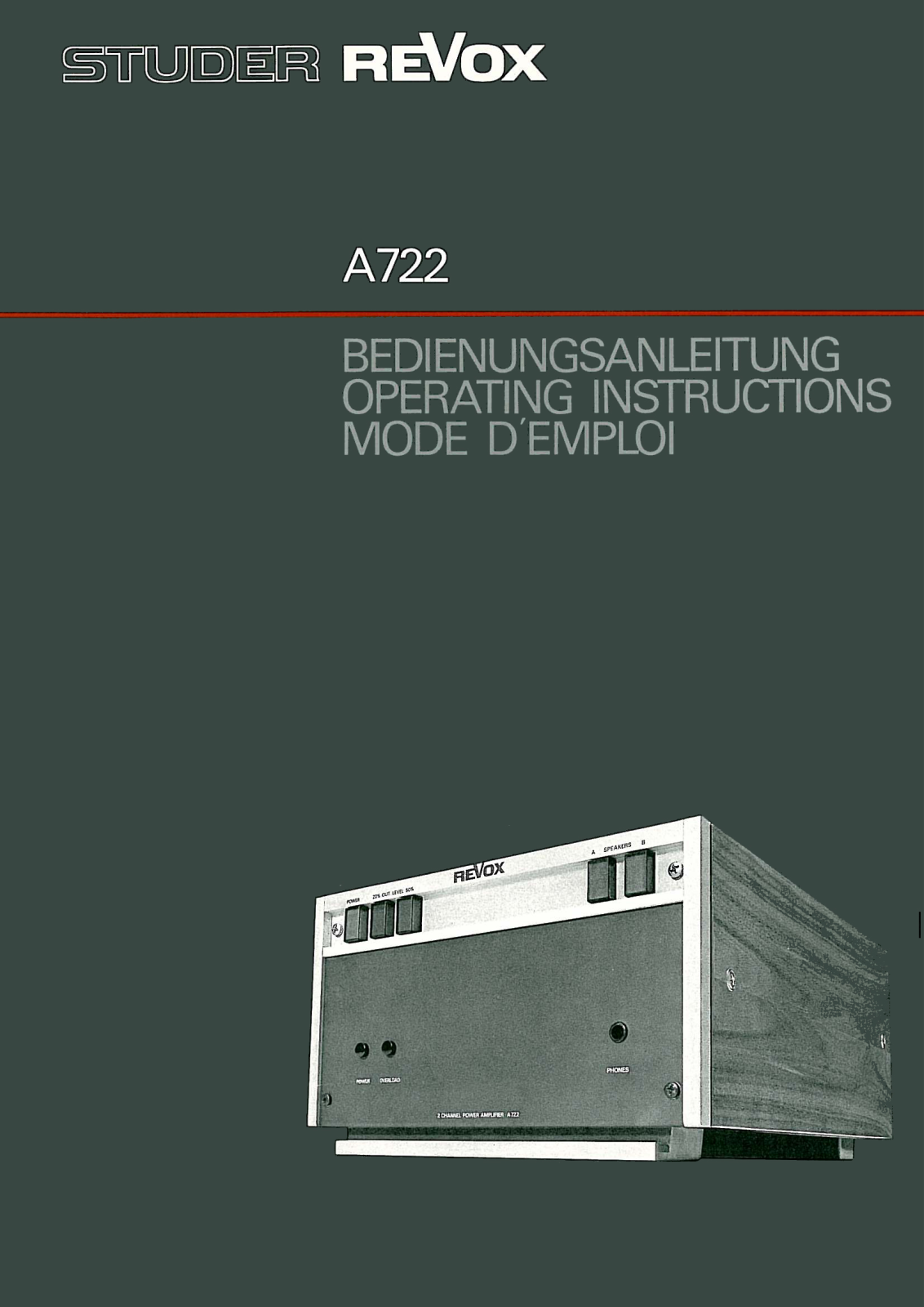 Revox A-722 Owners manual