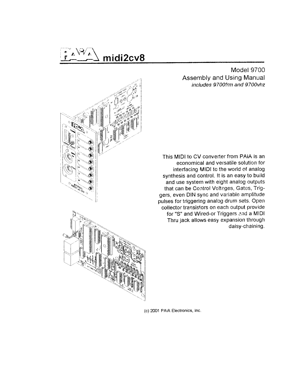 PAiA Electronics 9700 User's Manual