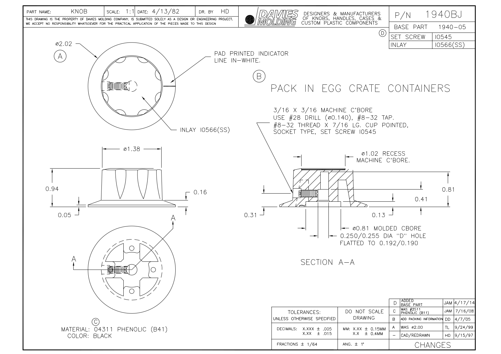 Davies Molding 1940BJ Reference Drawing