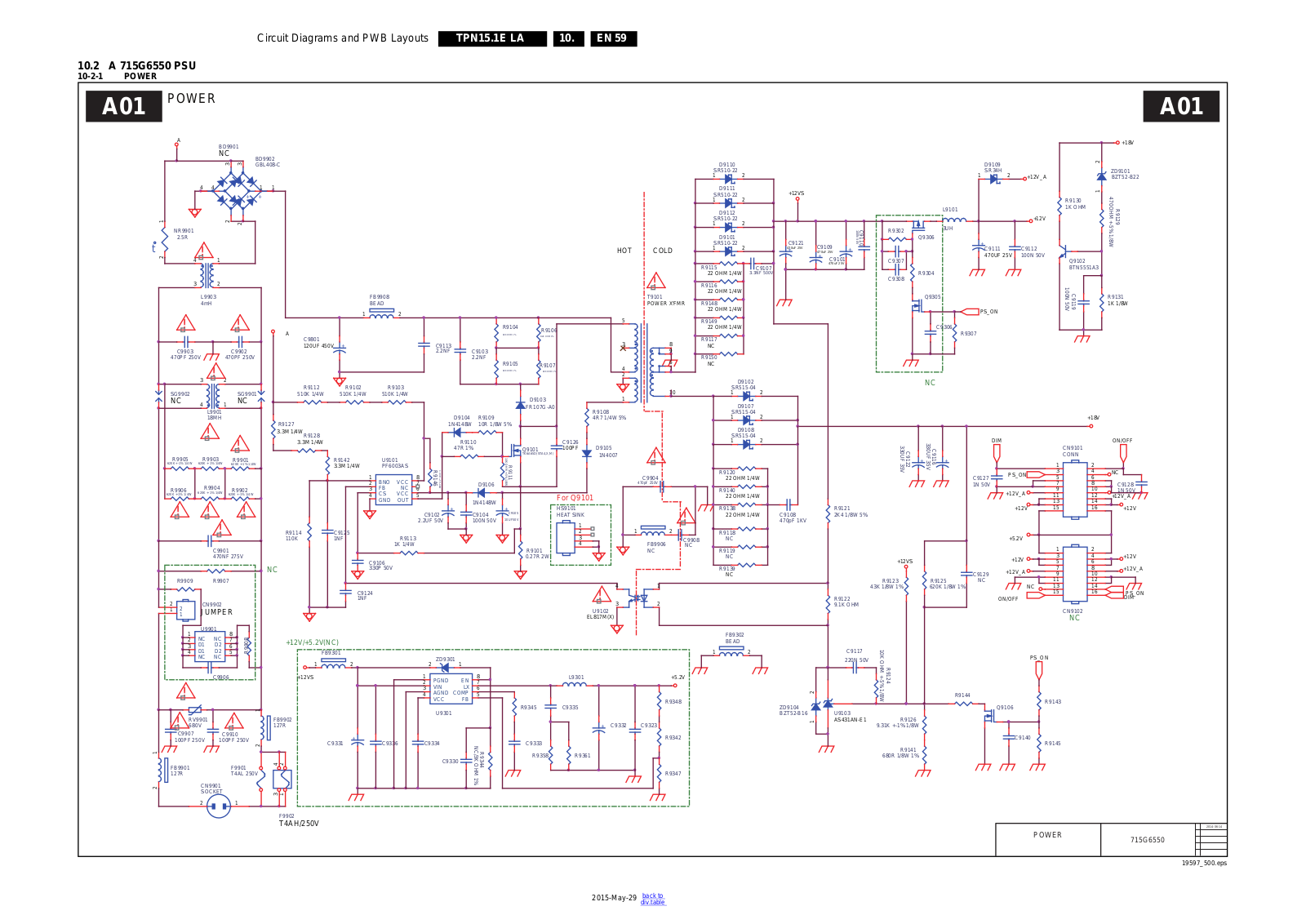 Philips 715G6550 PSU Schematic