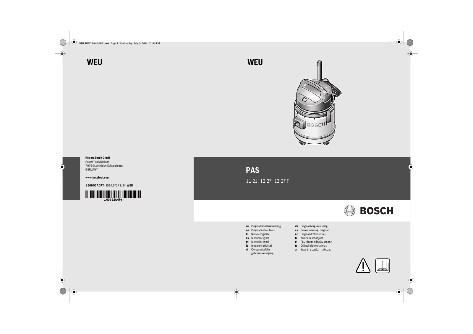 Bosch PAS 11-21, PAS 12-27, PAS 12-27 F User guide