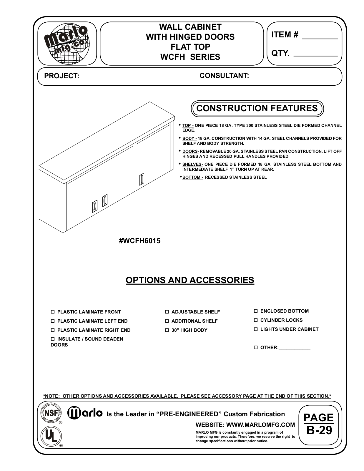 Marlo WCFH4815 User Manual