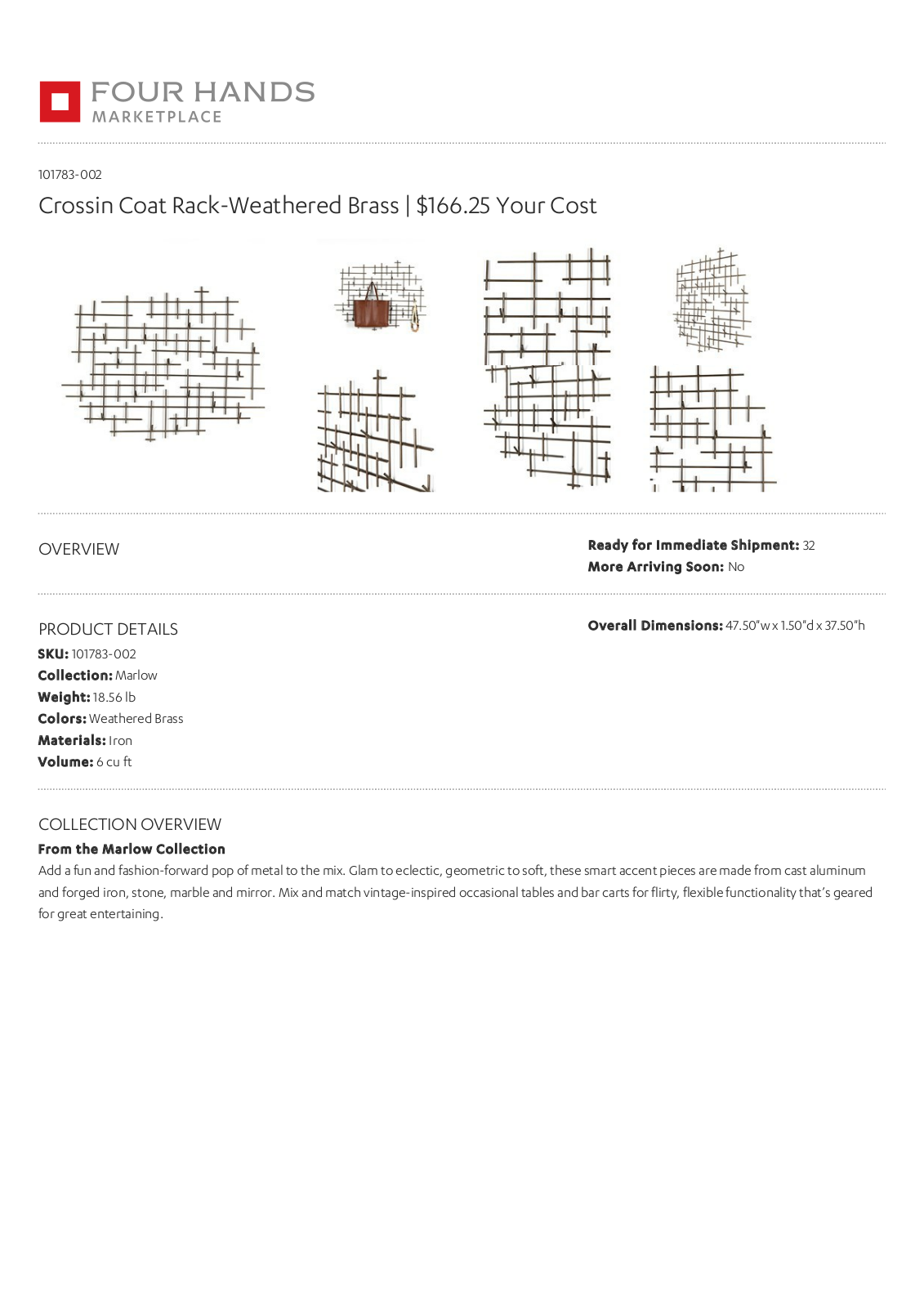 Four Hands FHNE3593 Specifications - ManualMachine.com