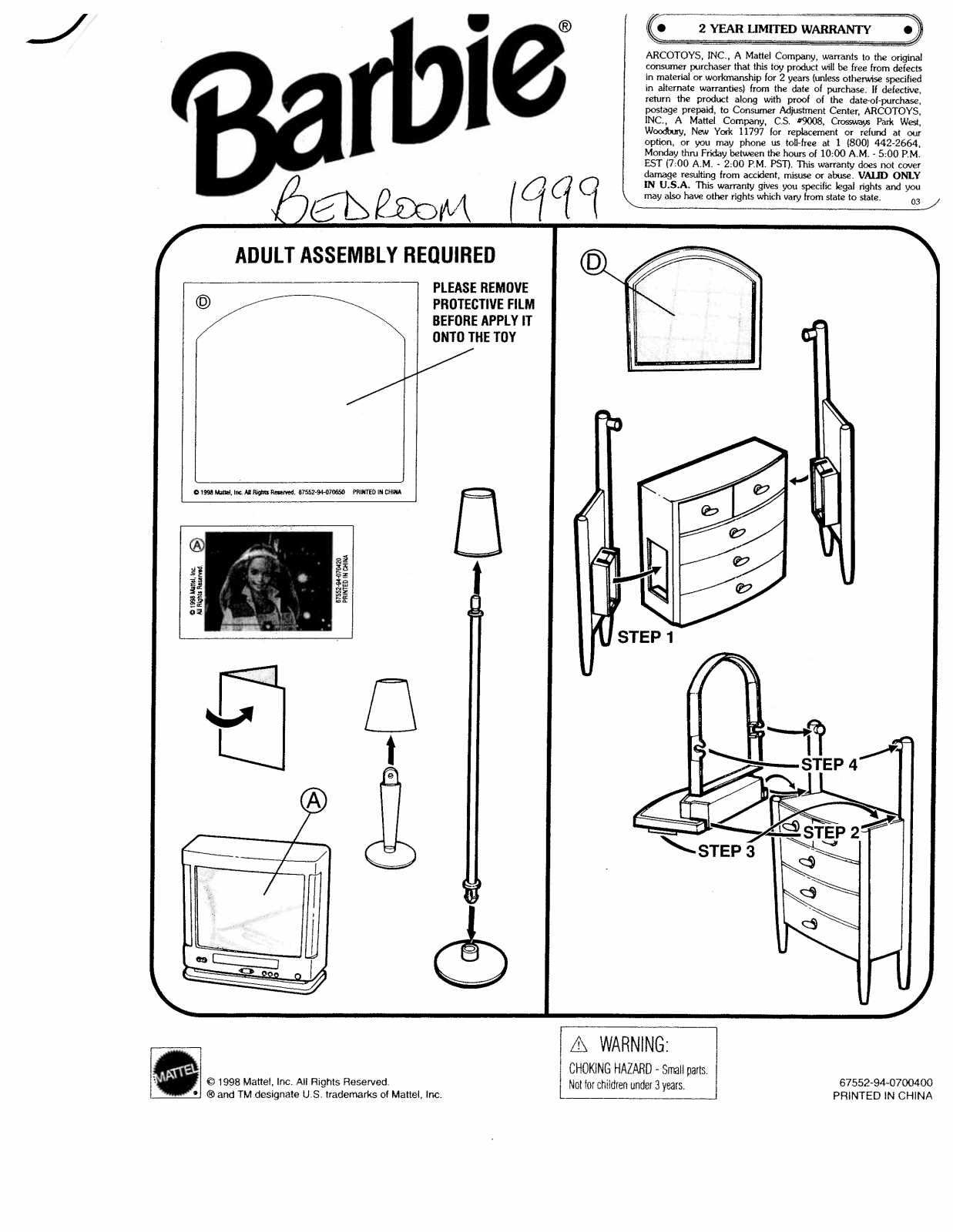 Fisher-Price 67552 Instruction Sheet