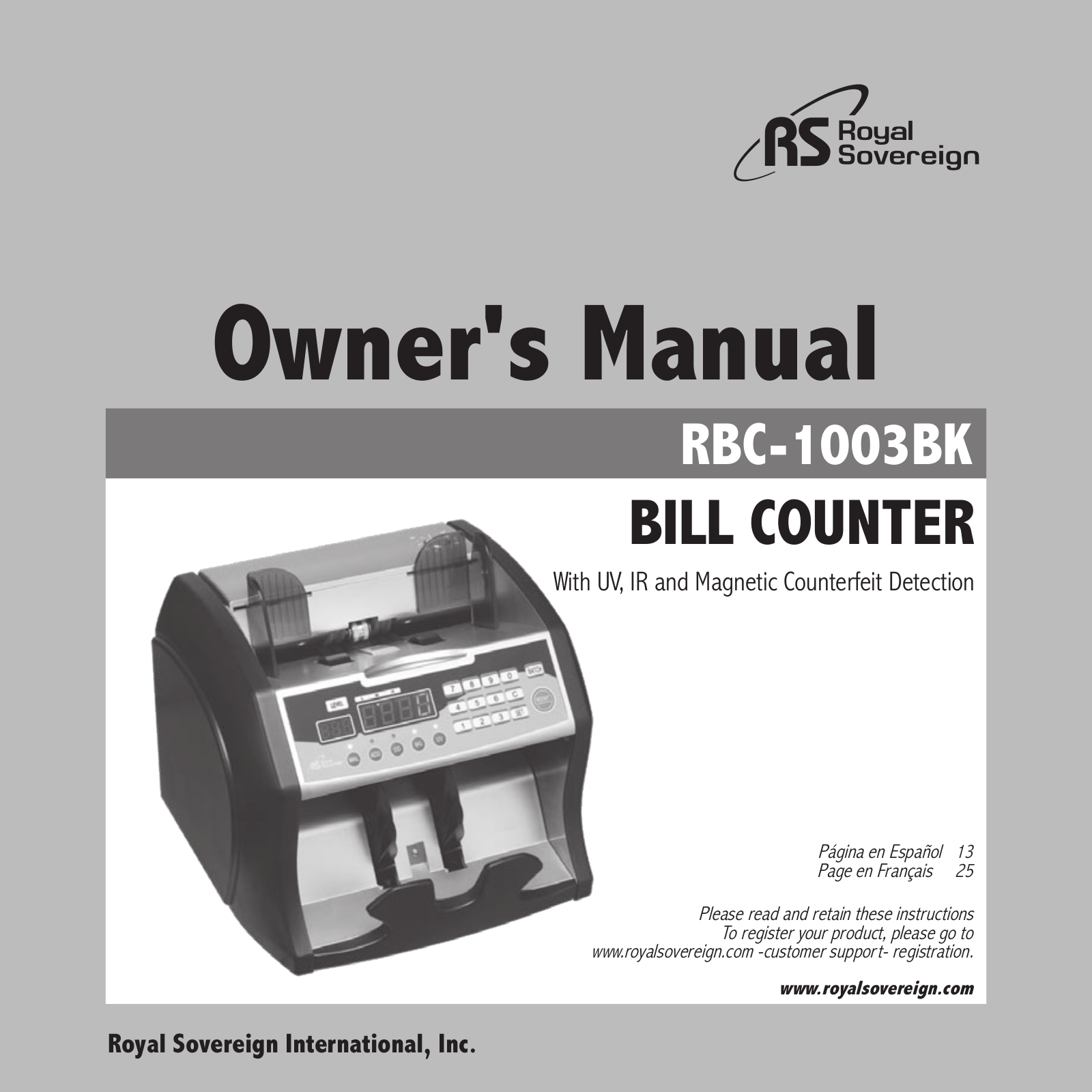 Royal Sovereign RBC-1003BK User Manual