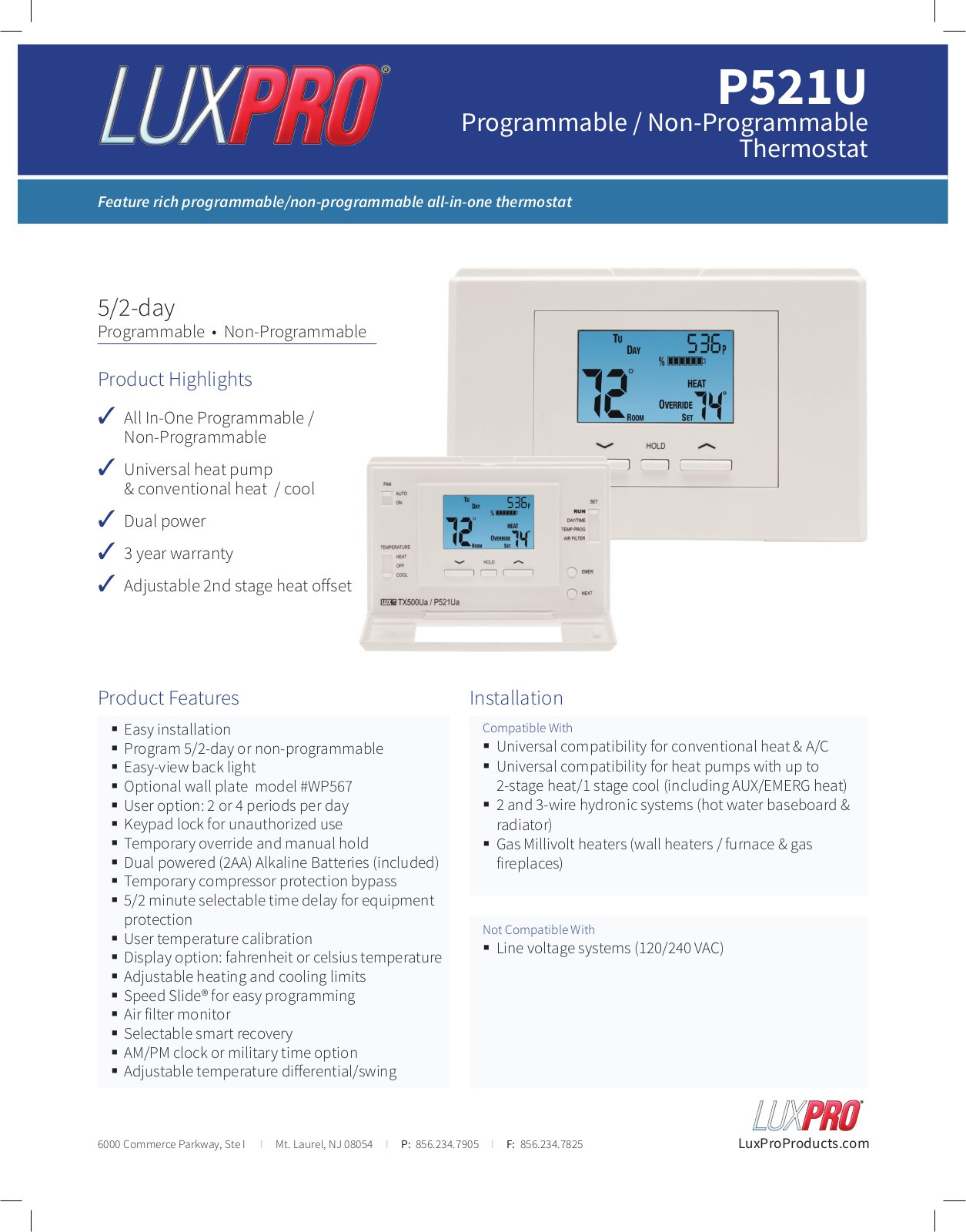 Lux Products P521U User Manual