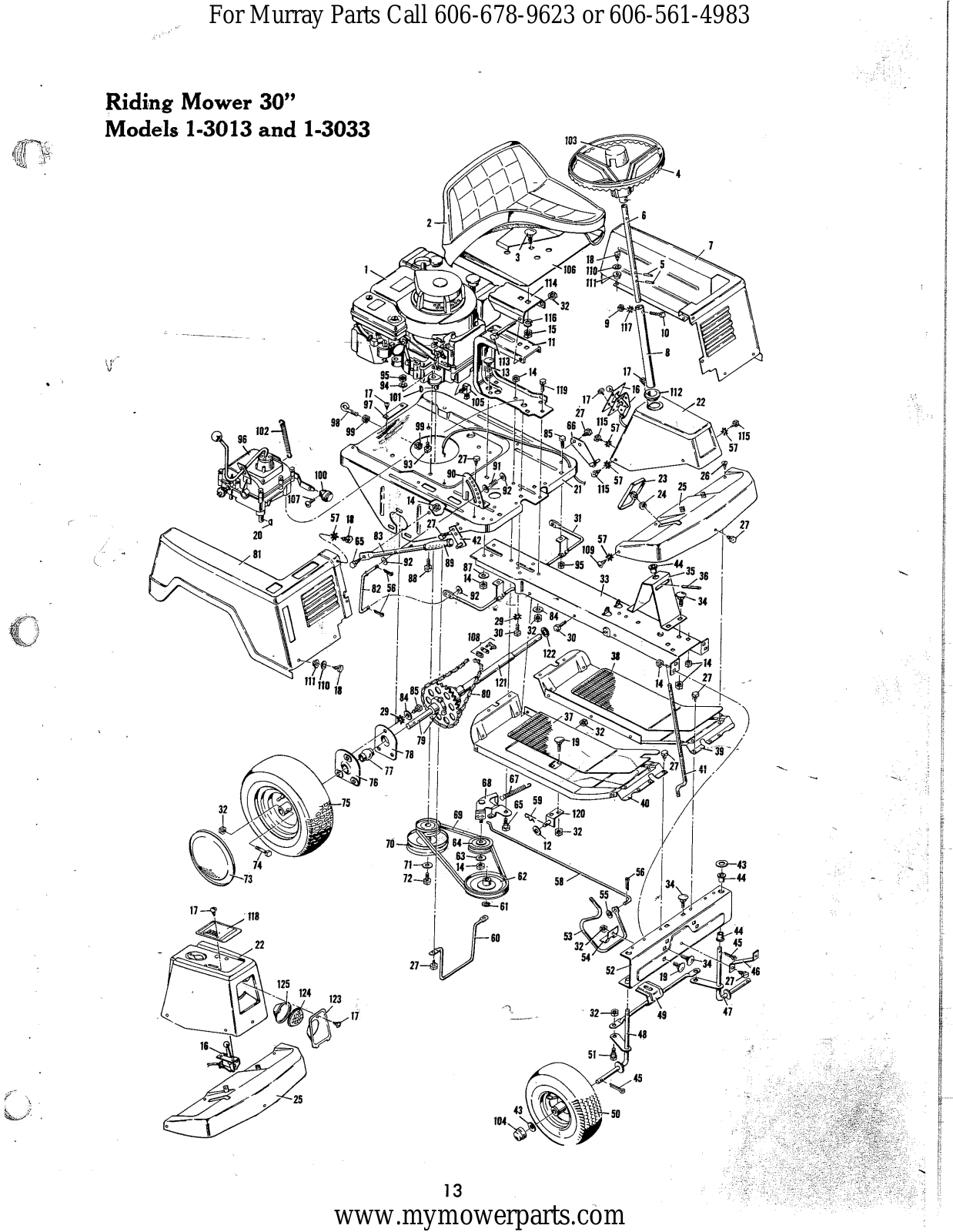 Murray 71-3013,71-3033 Parts List