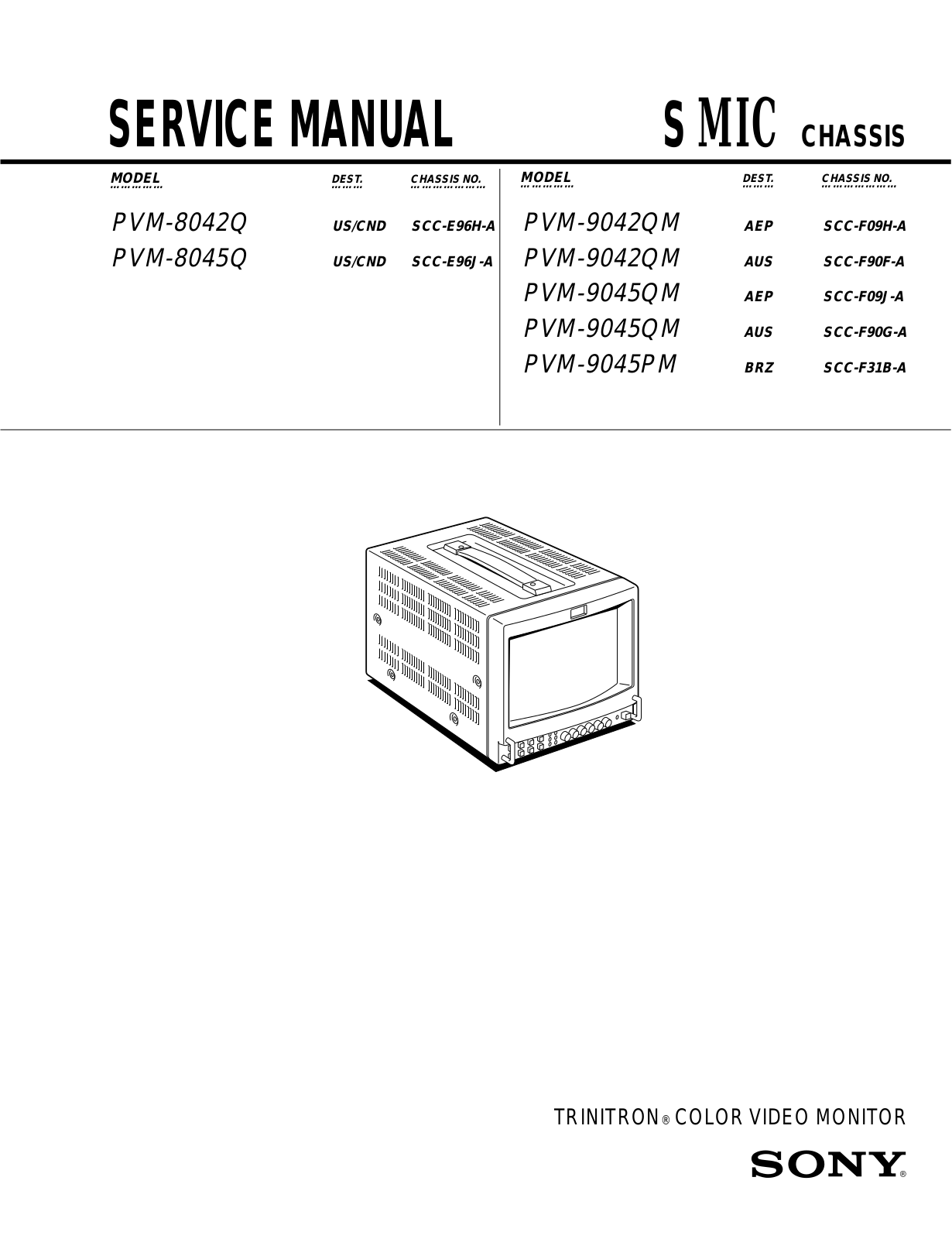 Sony PVM-8042Q, PVM-8045Q, PVM-9042QM, PVM-9045QM, PVM-9045PM Service Manual