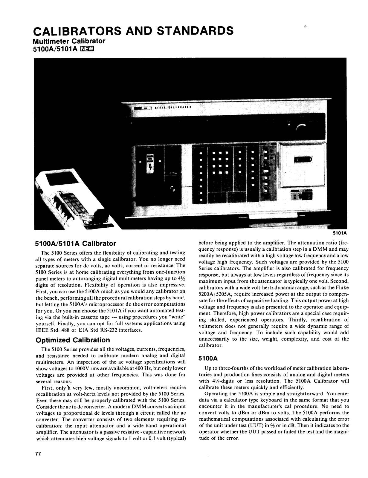 Fluke 5101A, 5100A User Manual