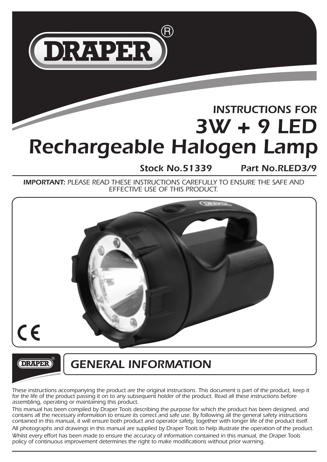 Draper RLED3/9 Instructions Manual - ManualMachine.com