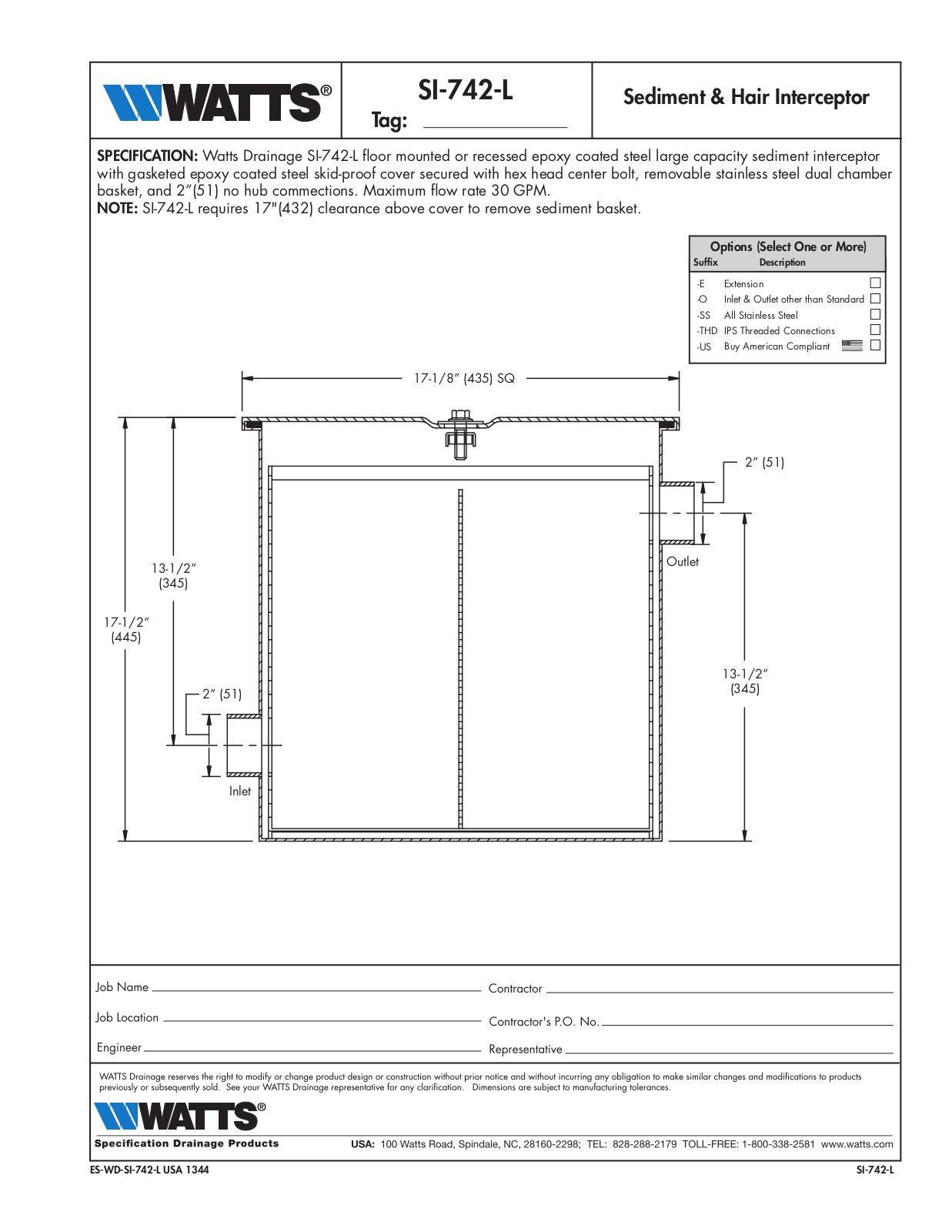 Watts SI-742-L User Manual