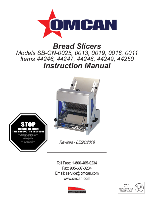 Omcan 1/2 Bread Slicer 1/4 HP 44247