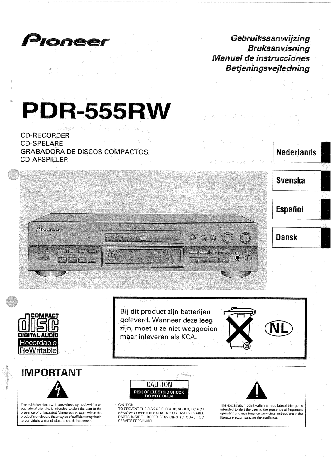 Pioneer PDR-555RW User Manual