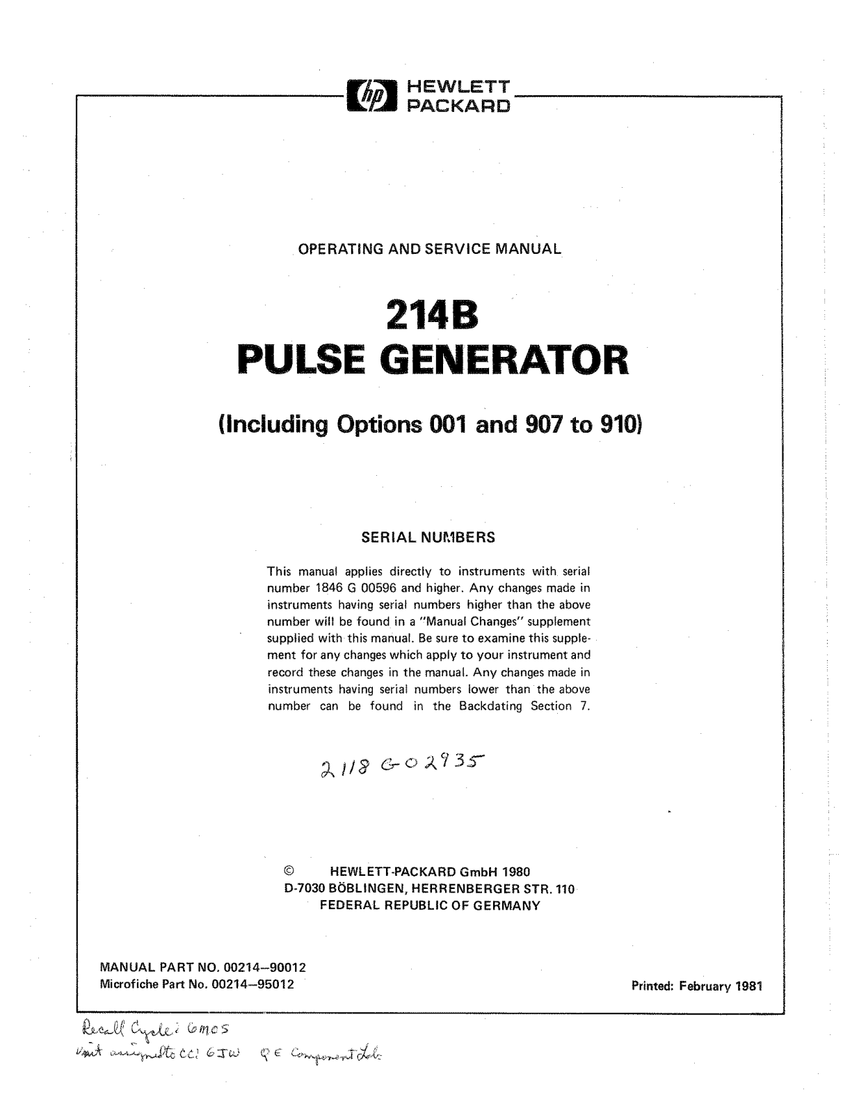 Hewlett-Packard 2118 G02935 User Manual