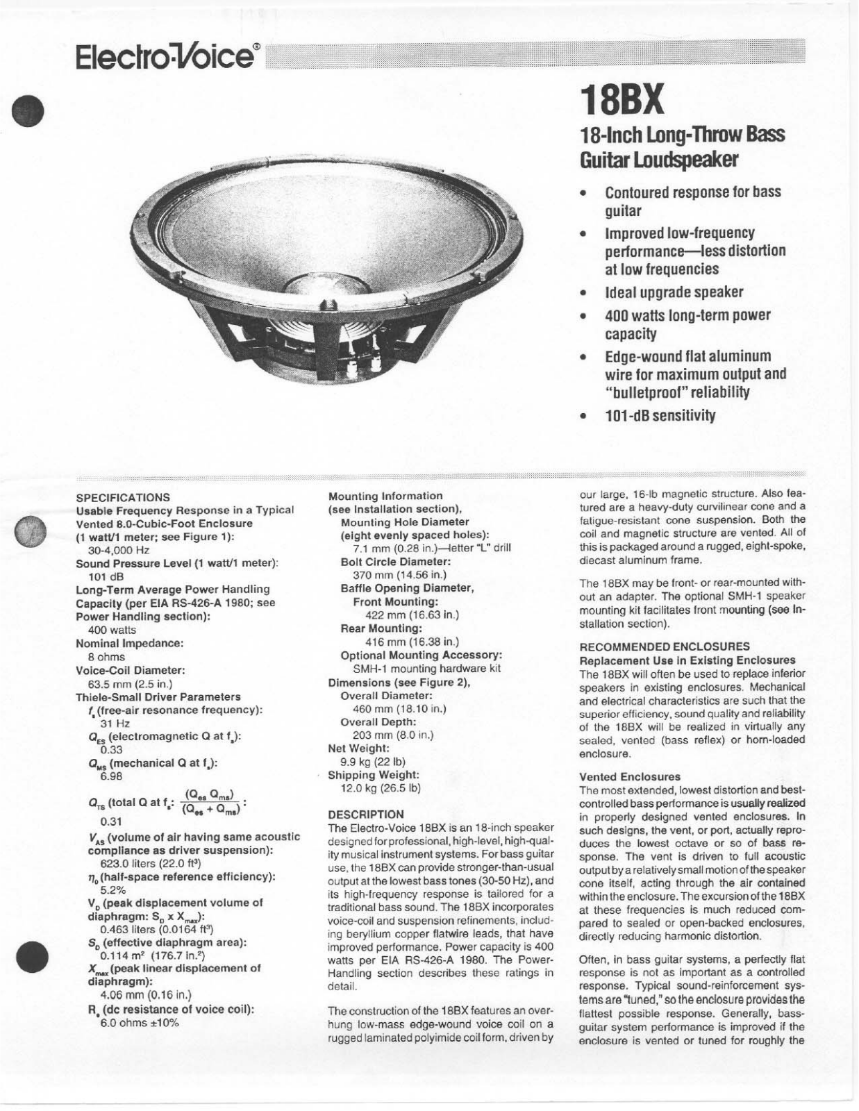 Telex 18BX User Manual