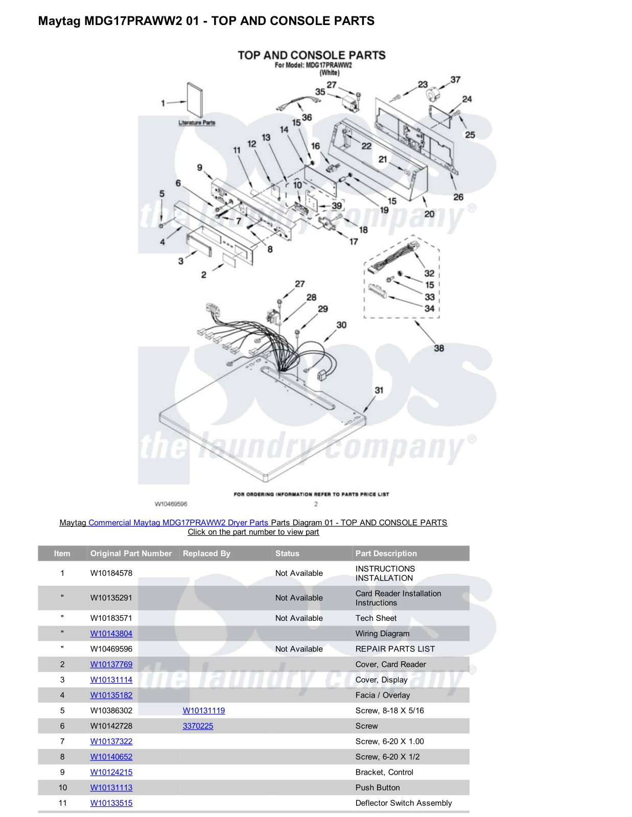 Maytag MDG17PRAWW2 Parts Diagram