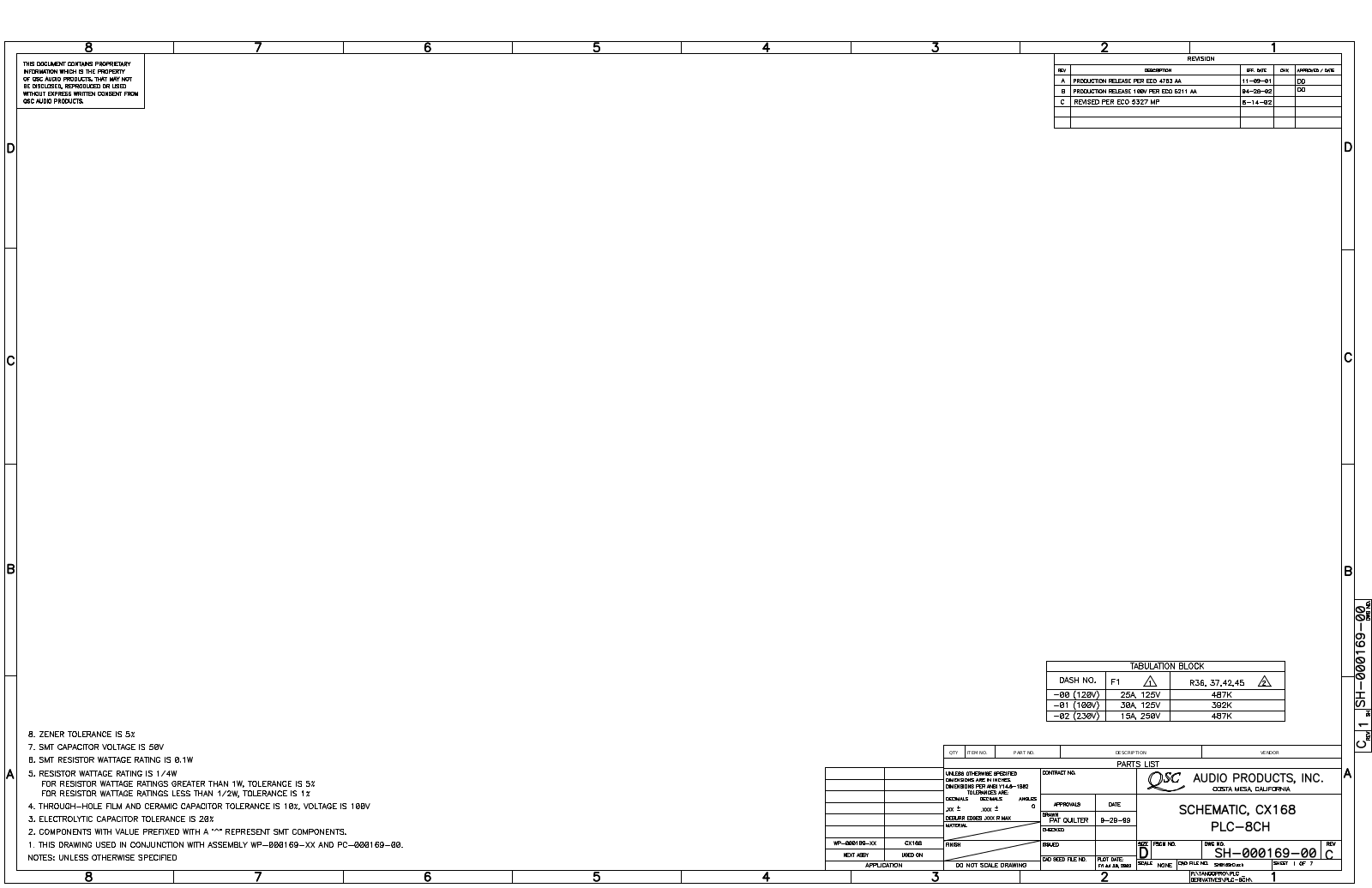 QSC CX-168 Schematic