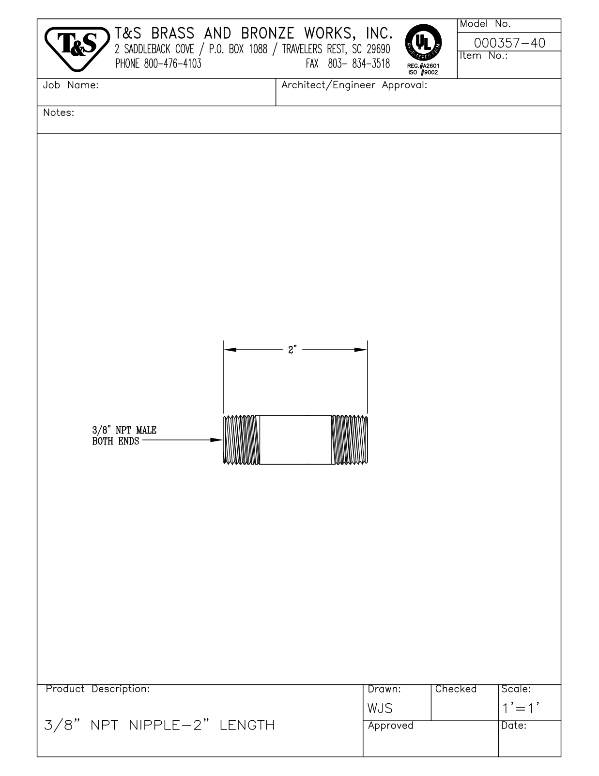 T&S Brass 000357-40 User Manual