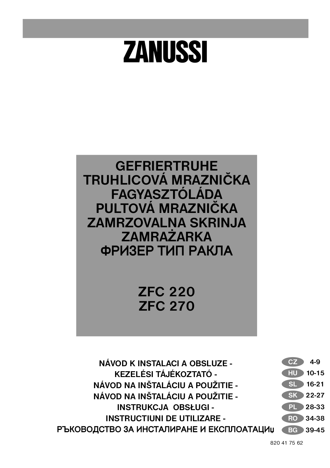 Zanussi ZFC270, ZFC220 User Manual