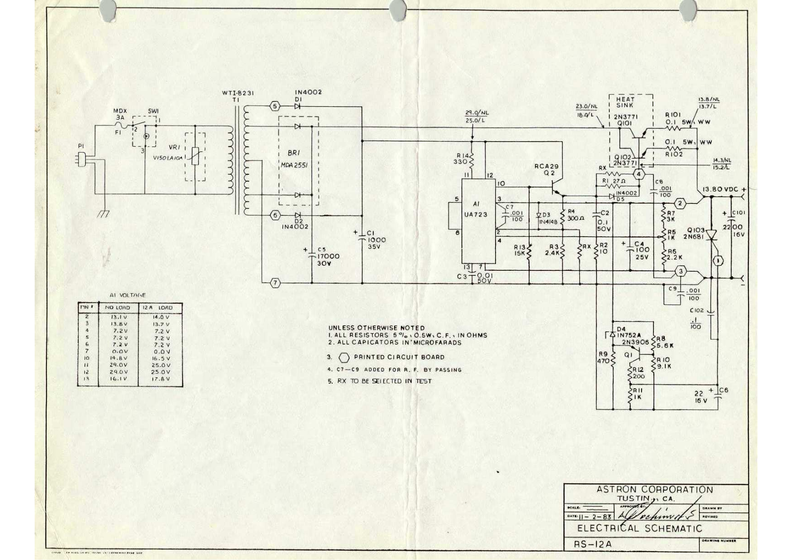 Astron rs 12a schematic