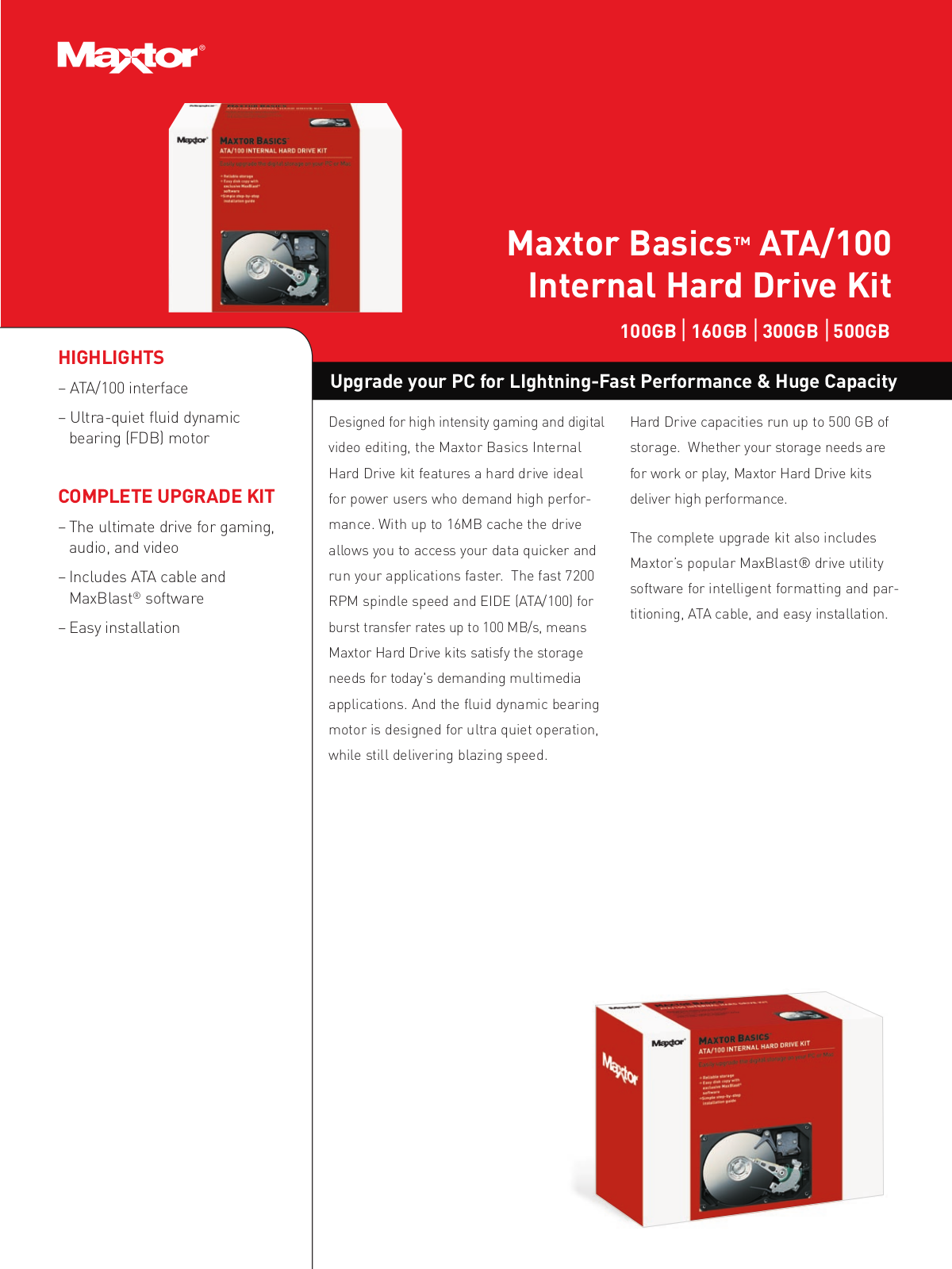 Maxtor Basics 100GB, ATA-100, Basics 300GB User Manual