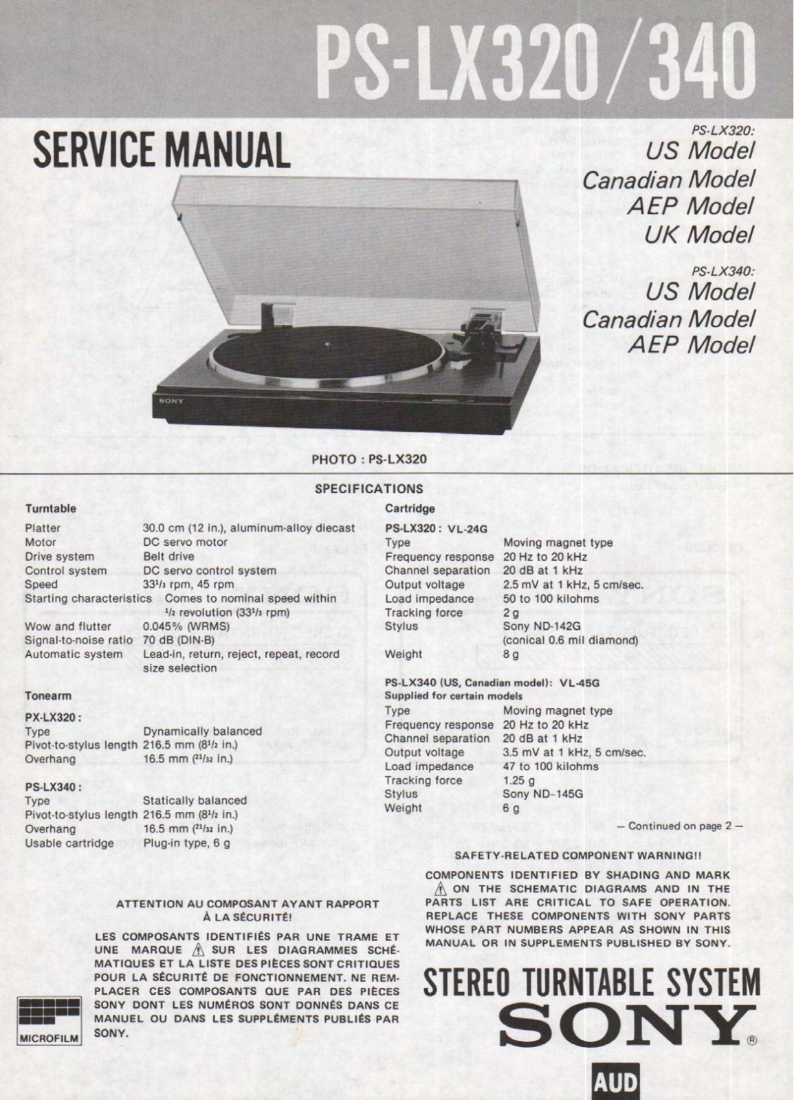 Sony PS-LX320 Service Manual