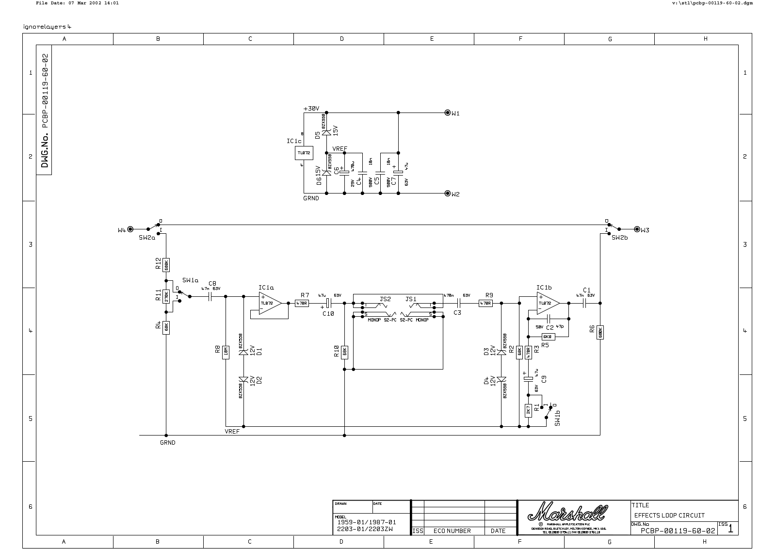 Marshall 1926-01, 1987-01, 2203-01, 2203zw schematic