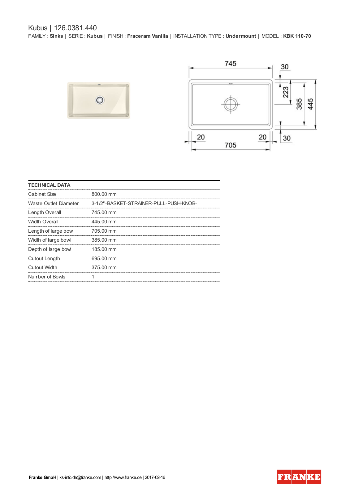 Franke 126.0381.440 Service Manual