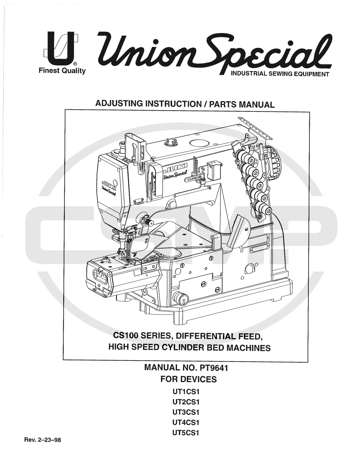 Union Special PT9641 Parts Book