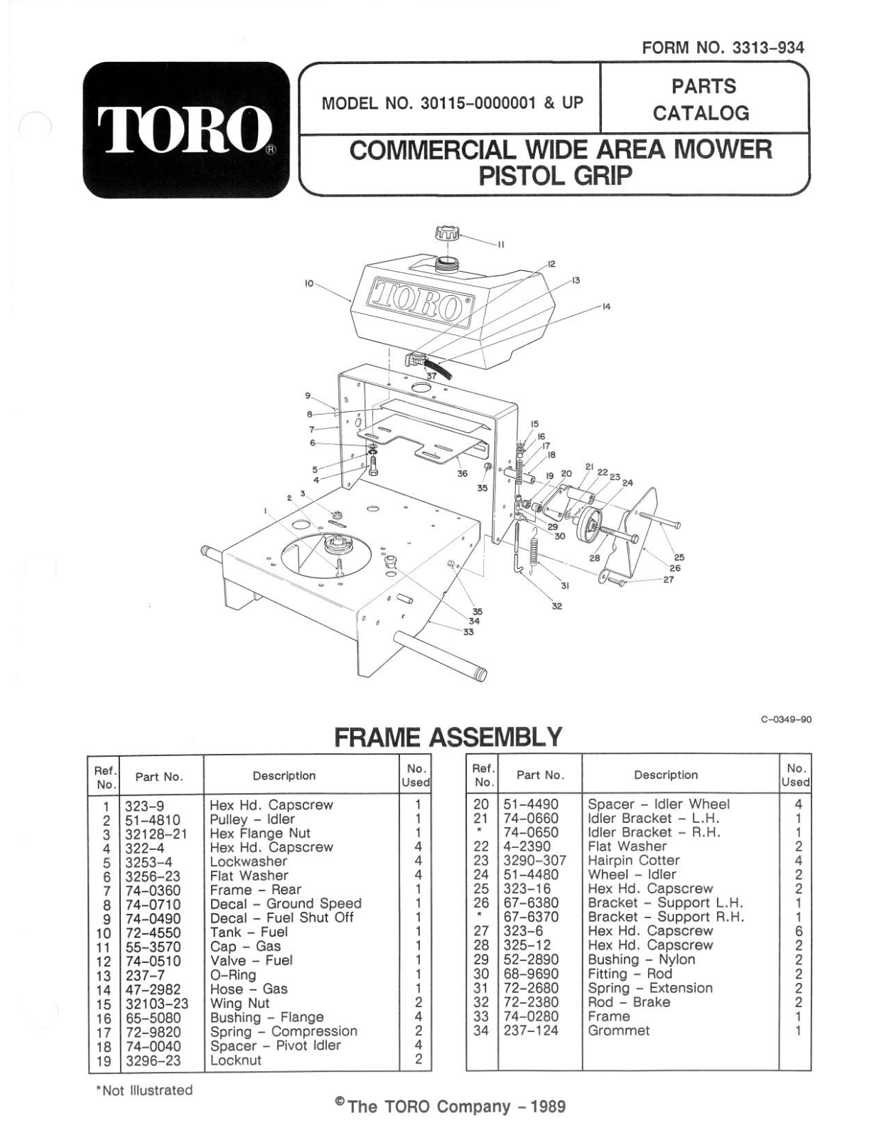 Toro 30115 Parts Catalogue