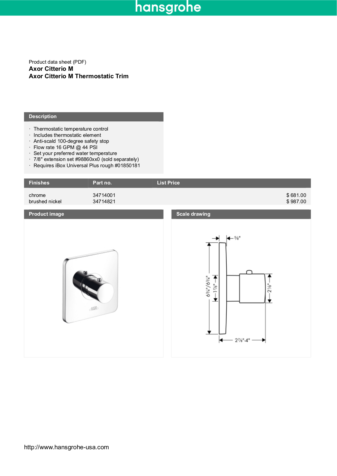 Axor HAN3091 Specification - ManualMachine.com