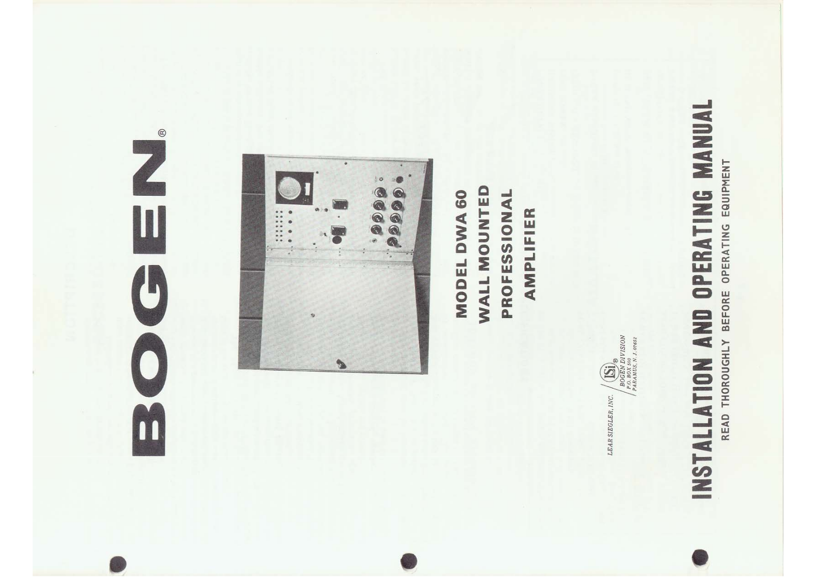 Bogen DWA-60 Operating Manual