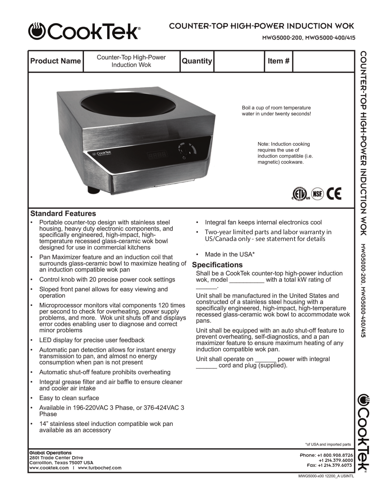 Cooktek MWG5000-200 User Manual