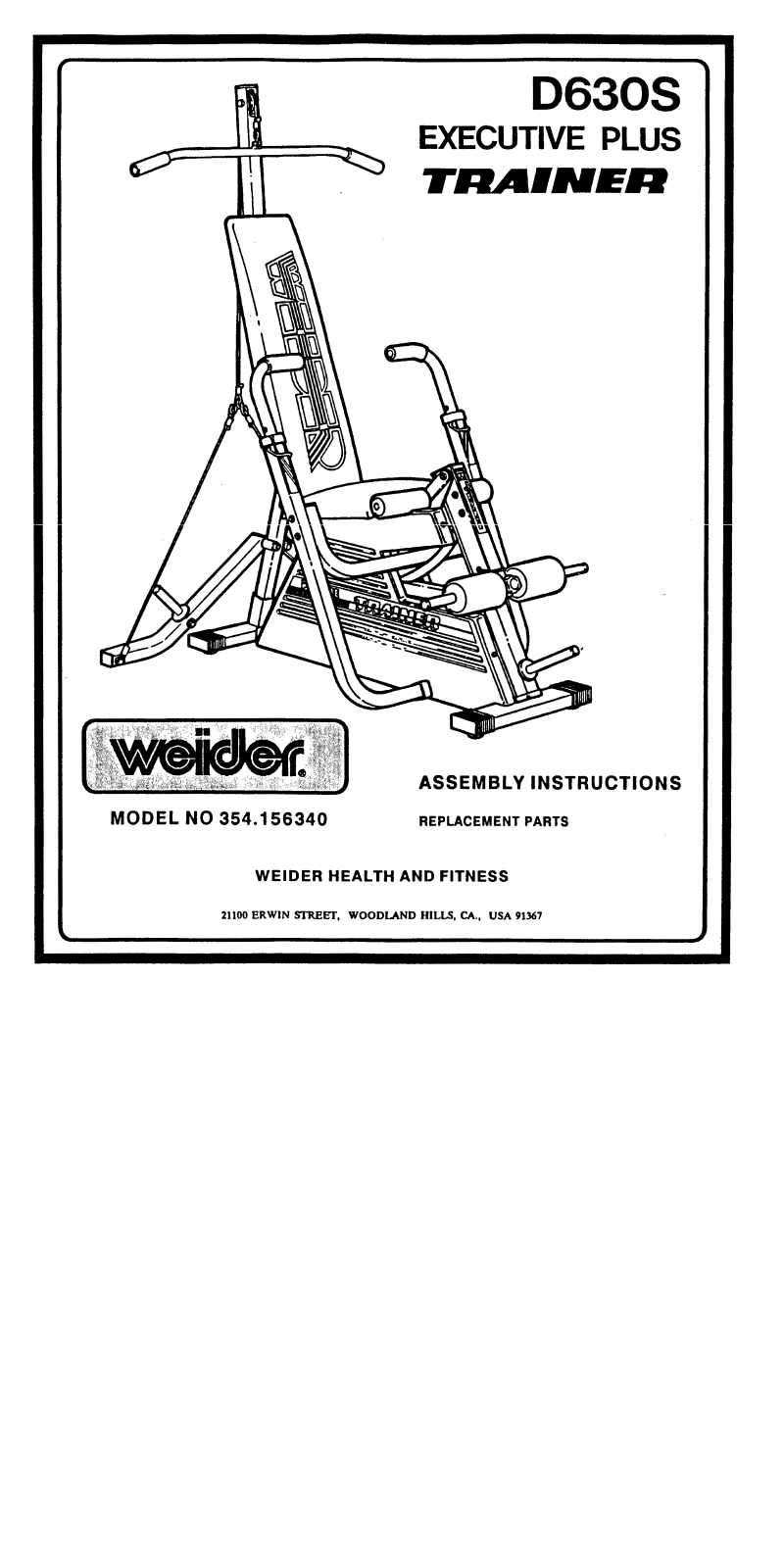 Weider D630S Owner's Manual