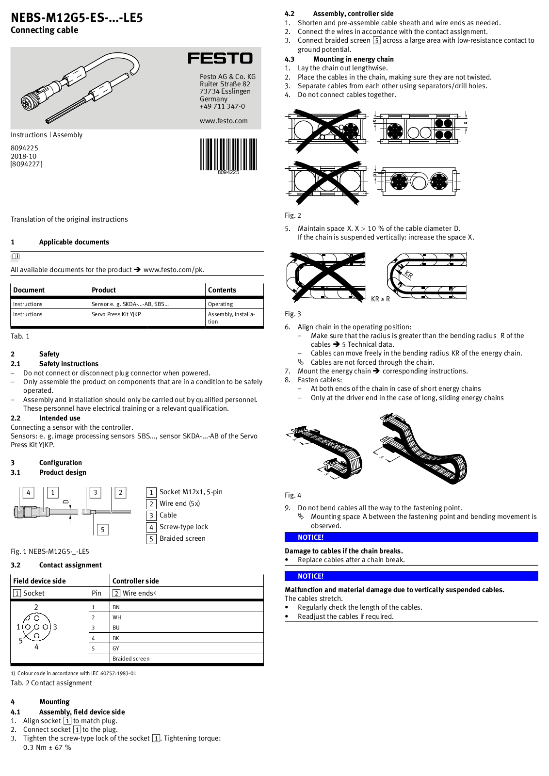 Festo NEBS-M12G5-ES LE5 Series Instructions Manual