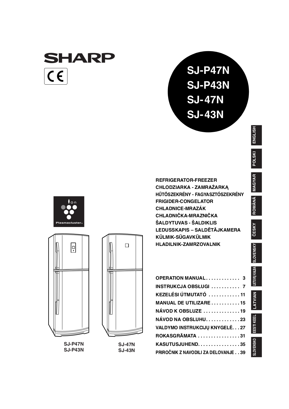 SHARP SJ-P47N, SJ-P43N, SJ-47N, SJ-43N User Manual