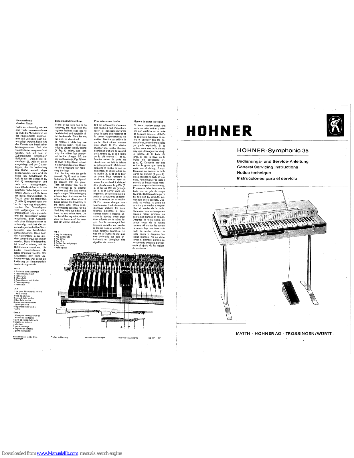 Hohner Symphonic 35 Servicing Instructions