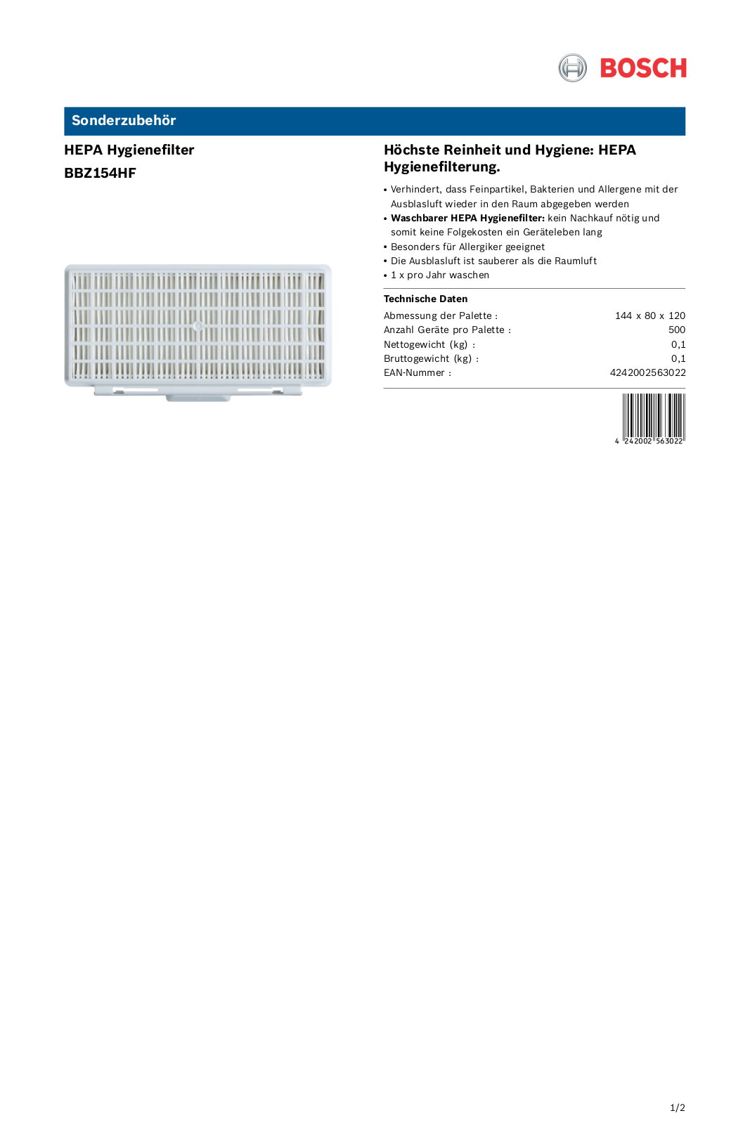 Bosch BBZ154HF User Manual