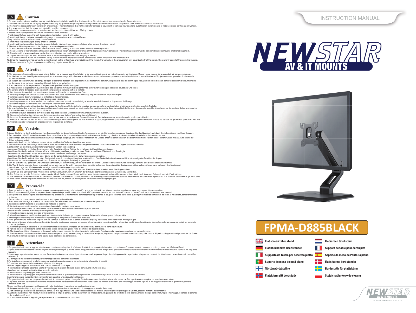 Newstar FPMA-D885BLACK User Manual