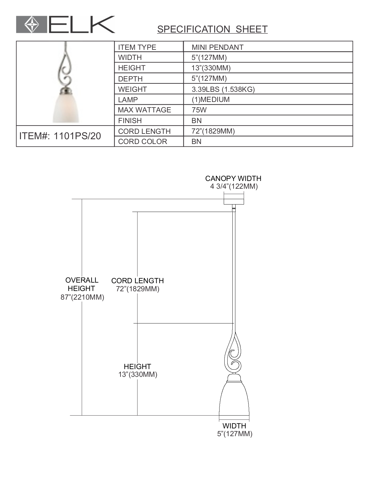 Thomas Lighting 1101PS20 User Manual - ManualMachine.com