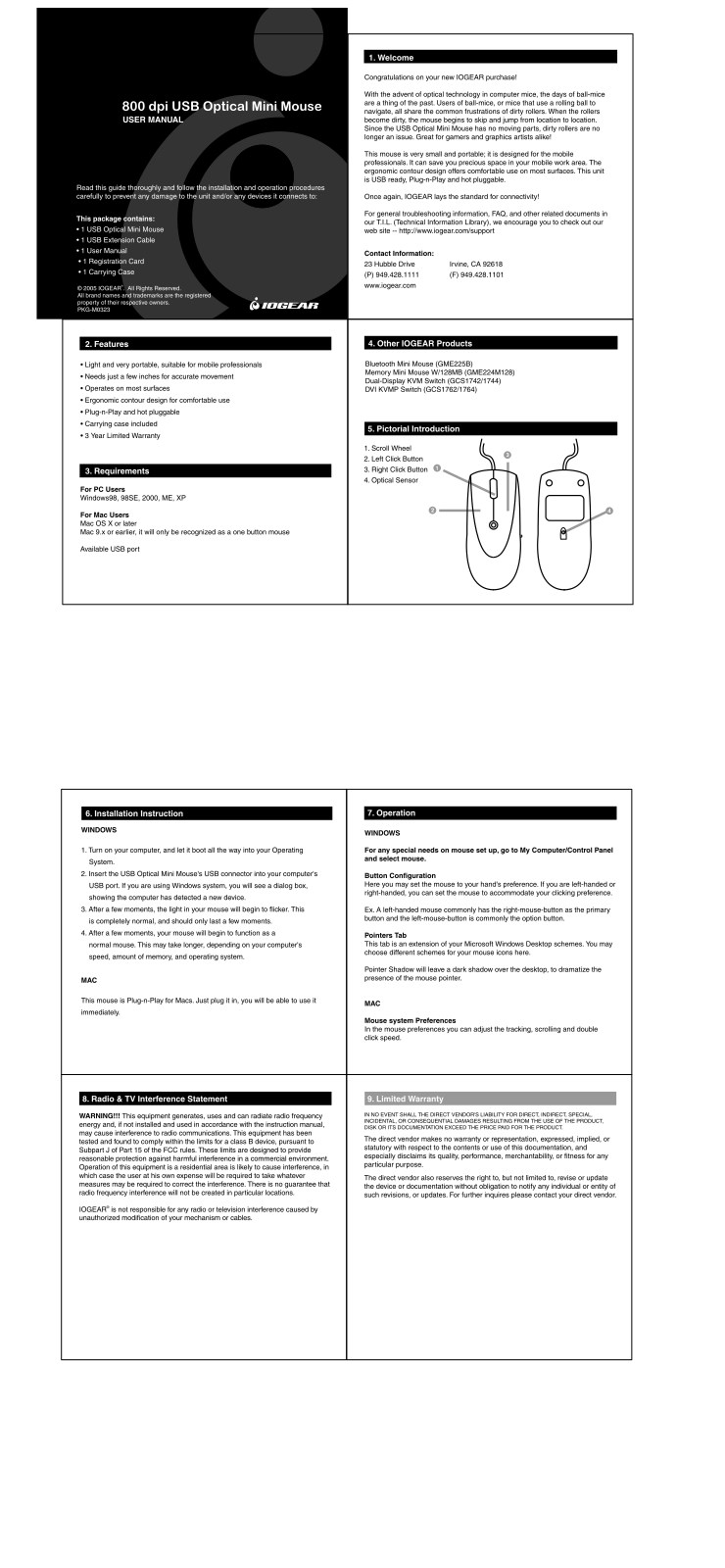 IOGear 800 dpi User Manual