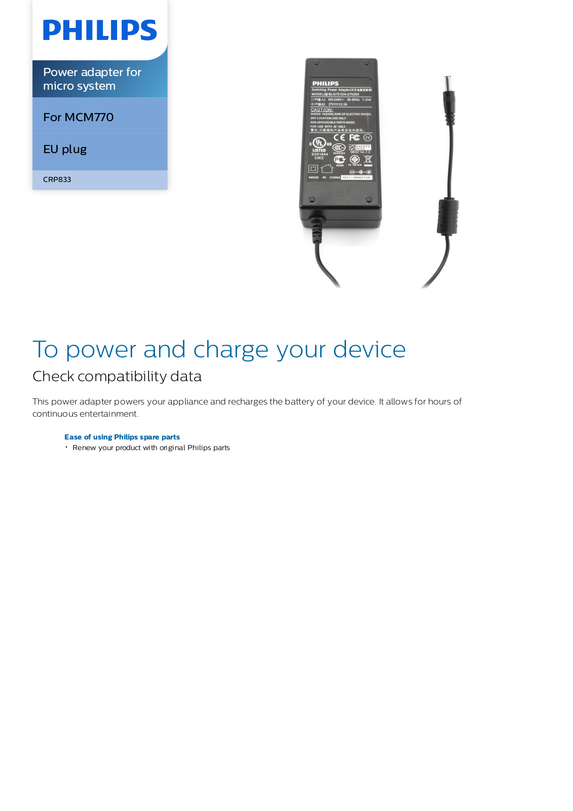 Philips CRP833/01 leaflet - ManualMachine.com