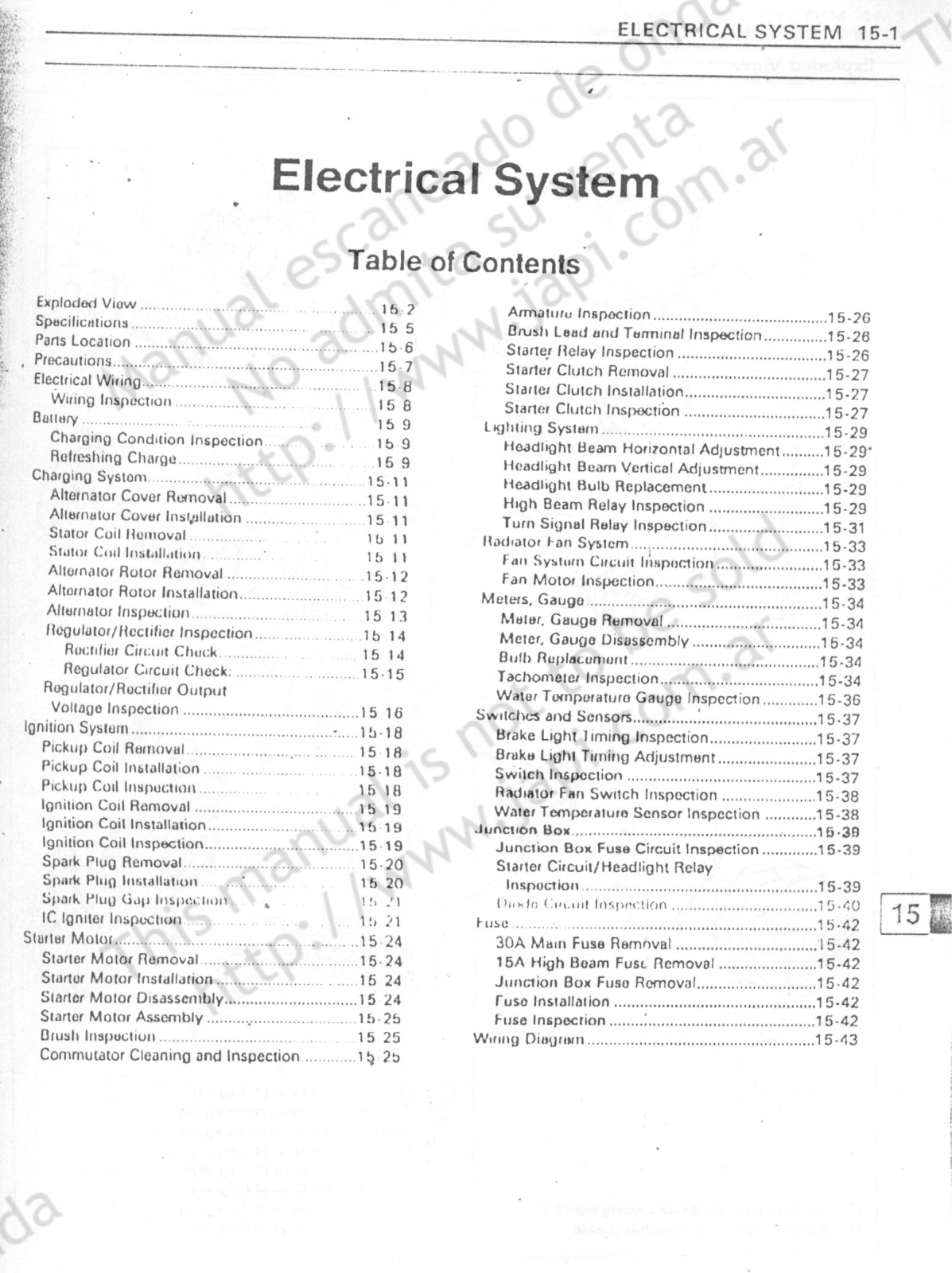 Kawasaki ZXR250 Service Manual 15  electrical  system