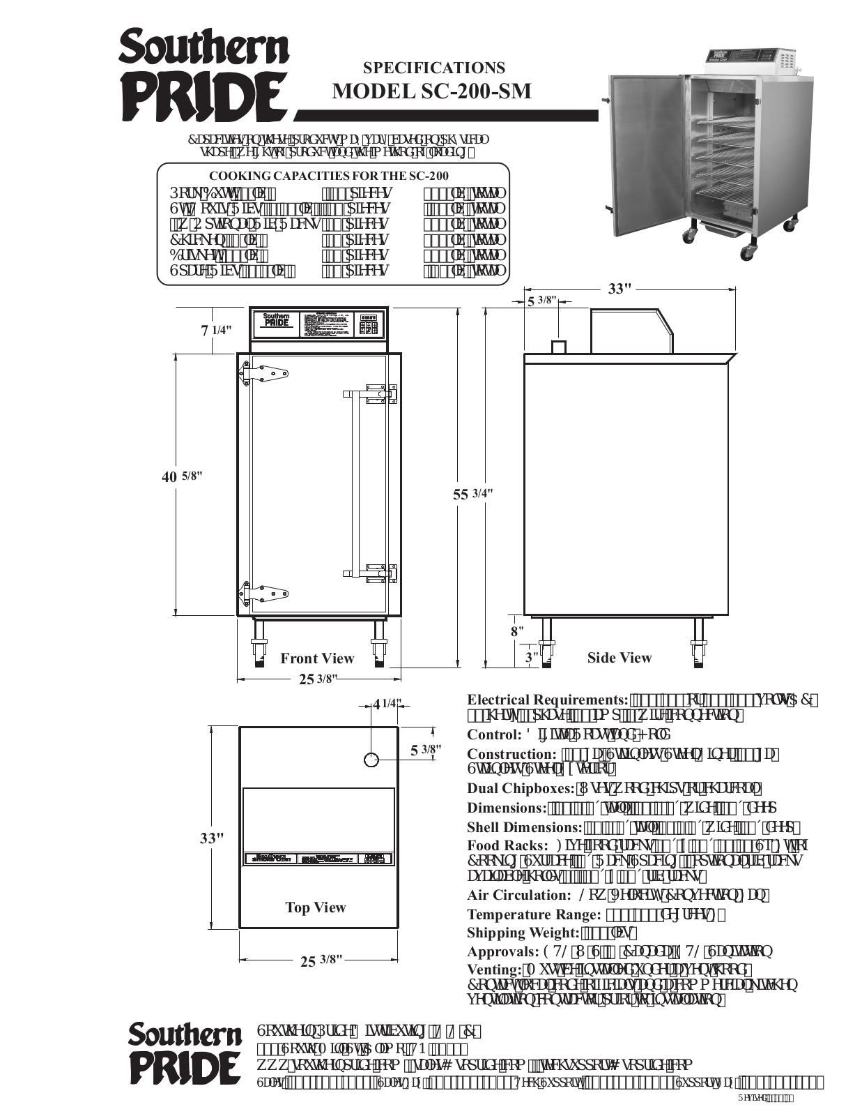 Southern Pride SC-200-SM User Manual