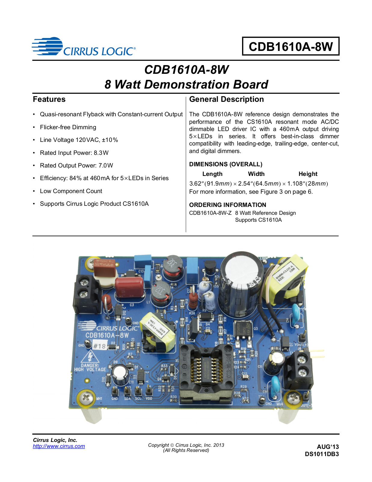 Cirrus Logic CDB1610A-8W User Manual