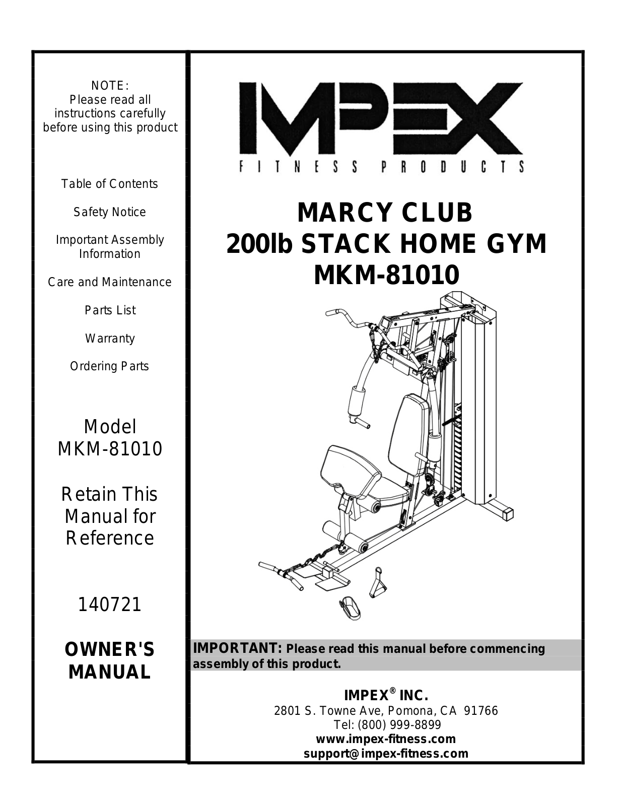 Impex MKM-81010 Owner's Manual