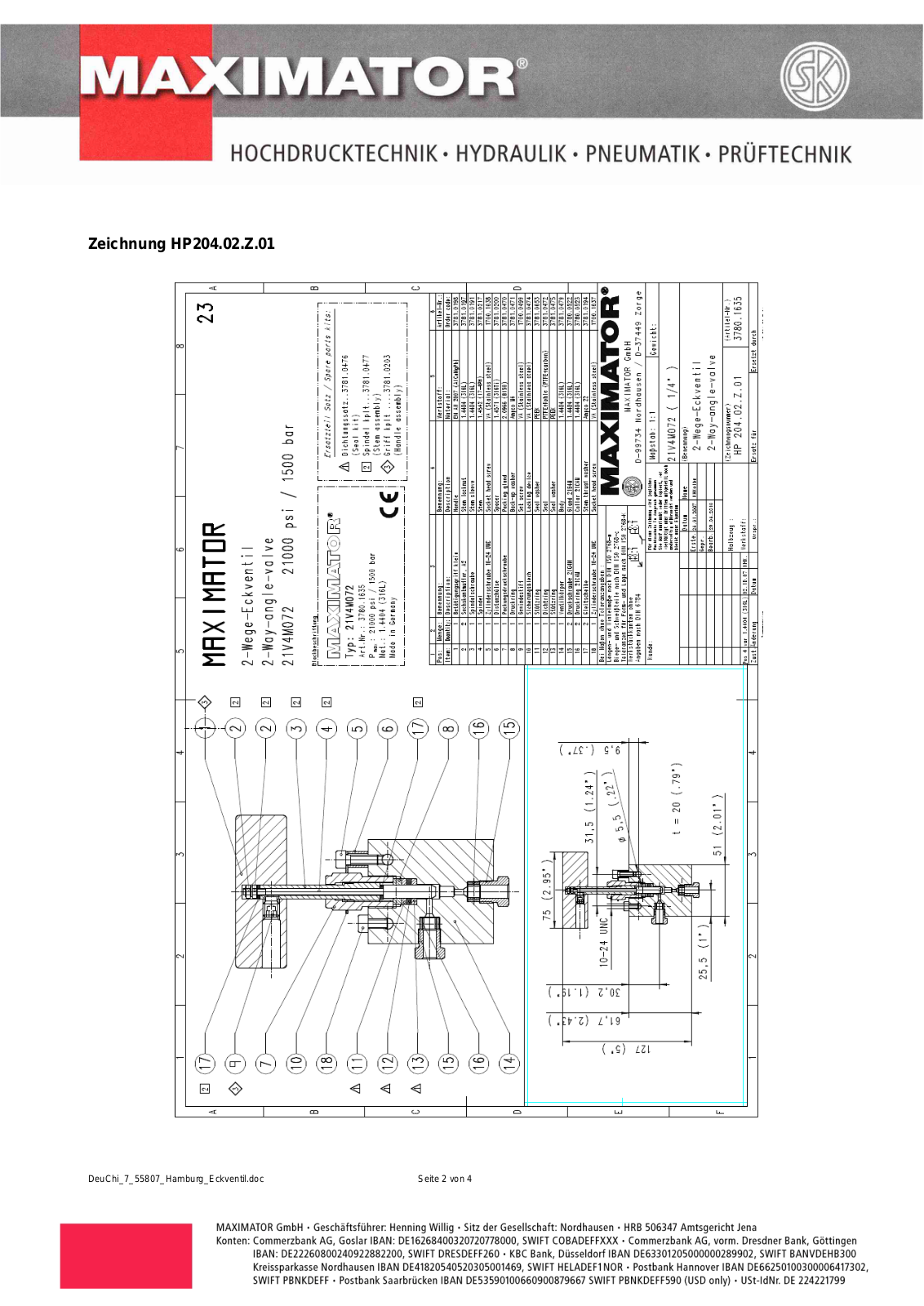 Maximator 21V4M072 technology data