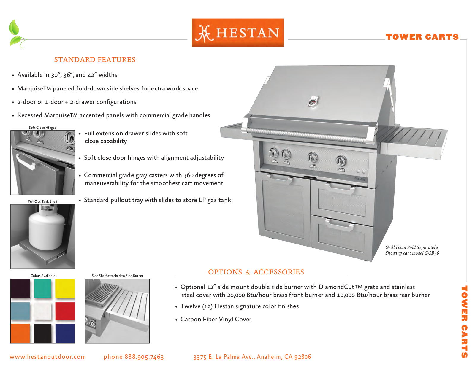 Hestan GCD30, GCR30 Specsheet